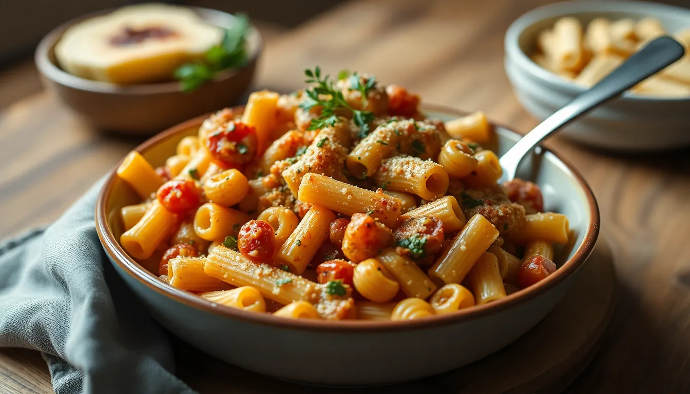Photo: A dump-and-bake pasta casserole that feeds a family of six easily