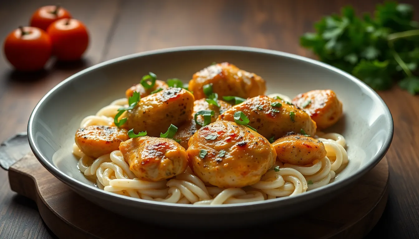 Golden roasted chicken with herbs in a cast iron skillet