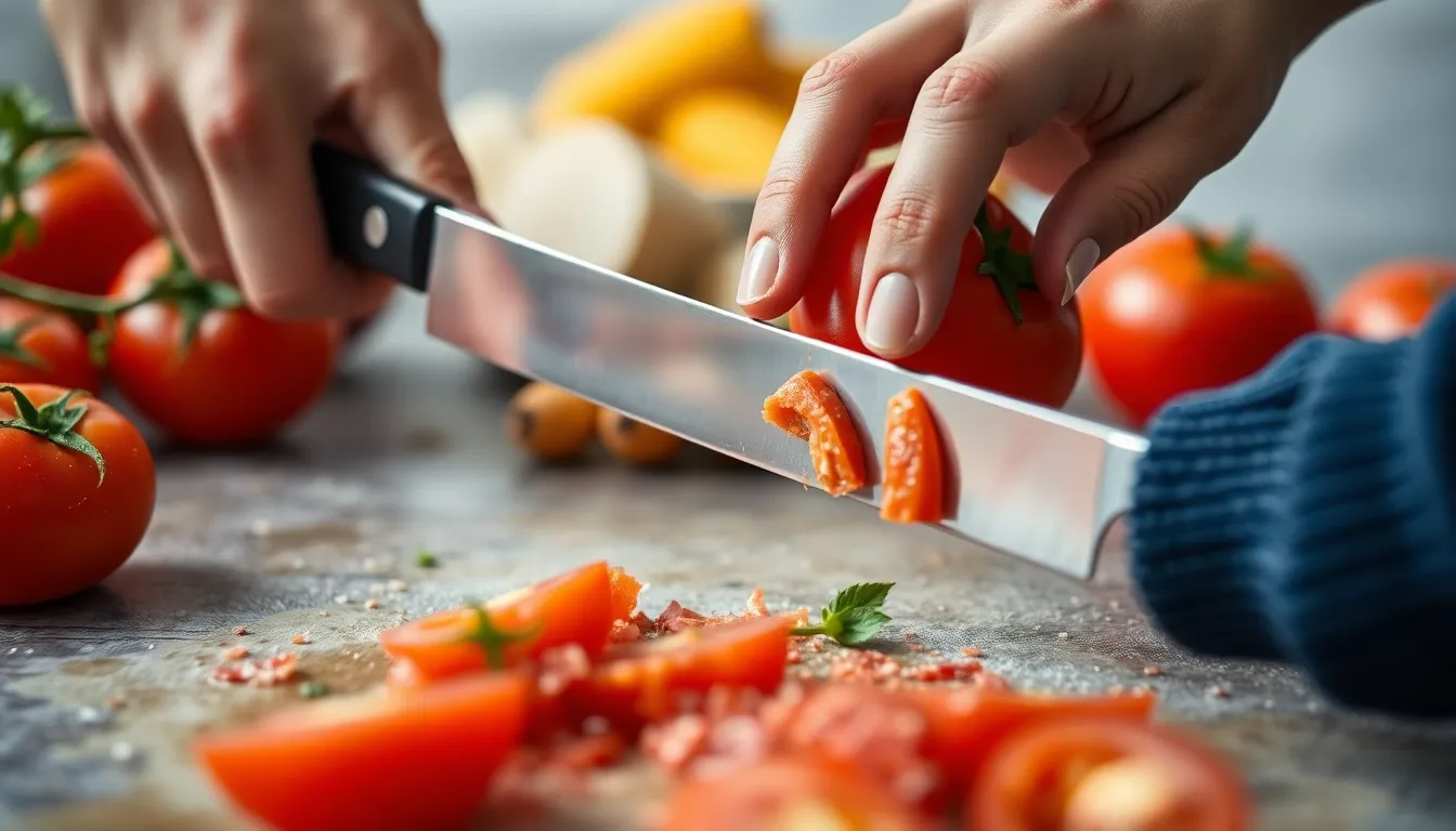 Photo: Why Using the Wrong Knife for Tomatoes Crushes Them Instead of Slicing